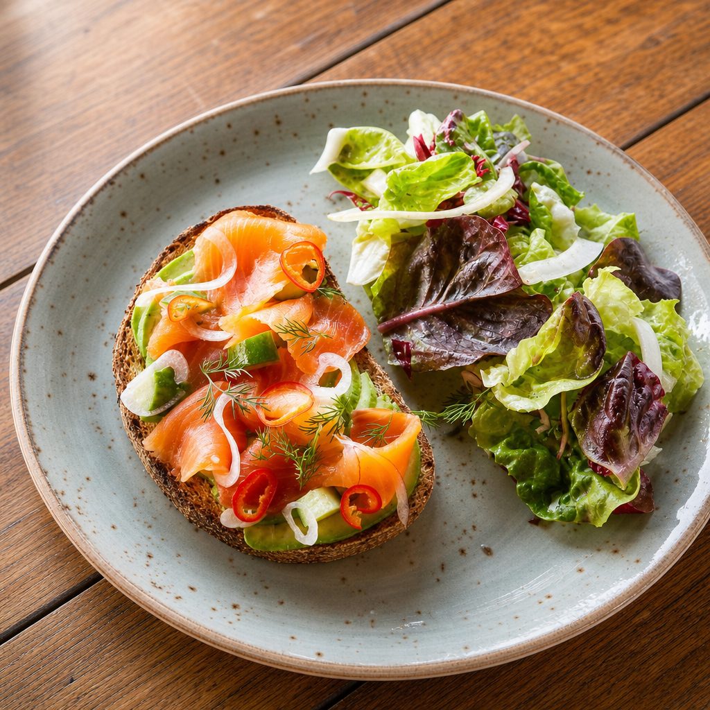 Smoked Salmon & Avocado Tartine.