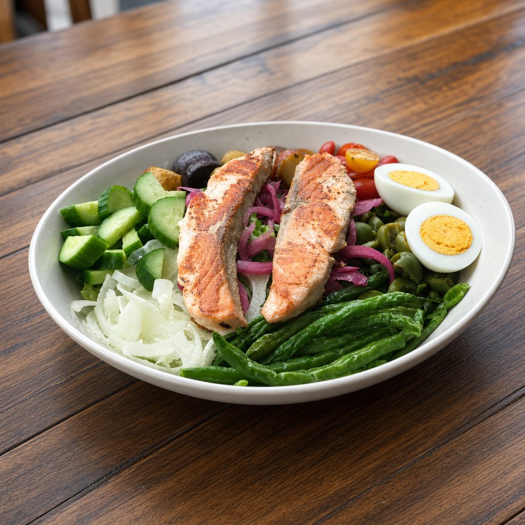 Salmon Nicoise Salad.