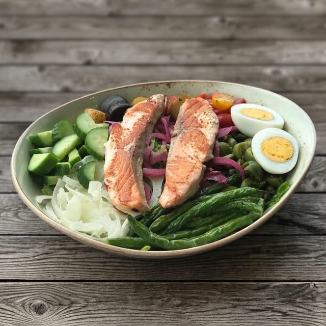 Salmon Nicoise Salad.